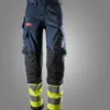 Snickers 6764 ProtecWork Women’s Stretch Trousers High-Vis Class 1 in Navy/High Visibility Yellow