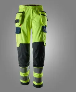 Snickers 6768 ProtecWork Women’s Stretch Trousers Holster Pockets High-Vis Class 2 in High Visibility Yellow/Navy