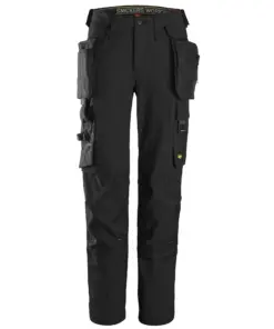 Snickers 6771 AllroundWork Women's Full-Stretch Trousers Detachable Holster Pockets in Black/Black