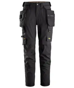 Snickers 6775 AllroundWork Women's 4-way Stretch Trousers Detachable Holster Pockets in Black/Black