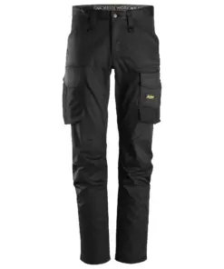 Snickers 6803 AllroundWork Stretch Trousers without Knee Pockets in Black/Black