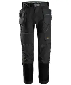 Snickers 6902 FlexiWork Work Trousers+ Holster Pockets in Black/Black