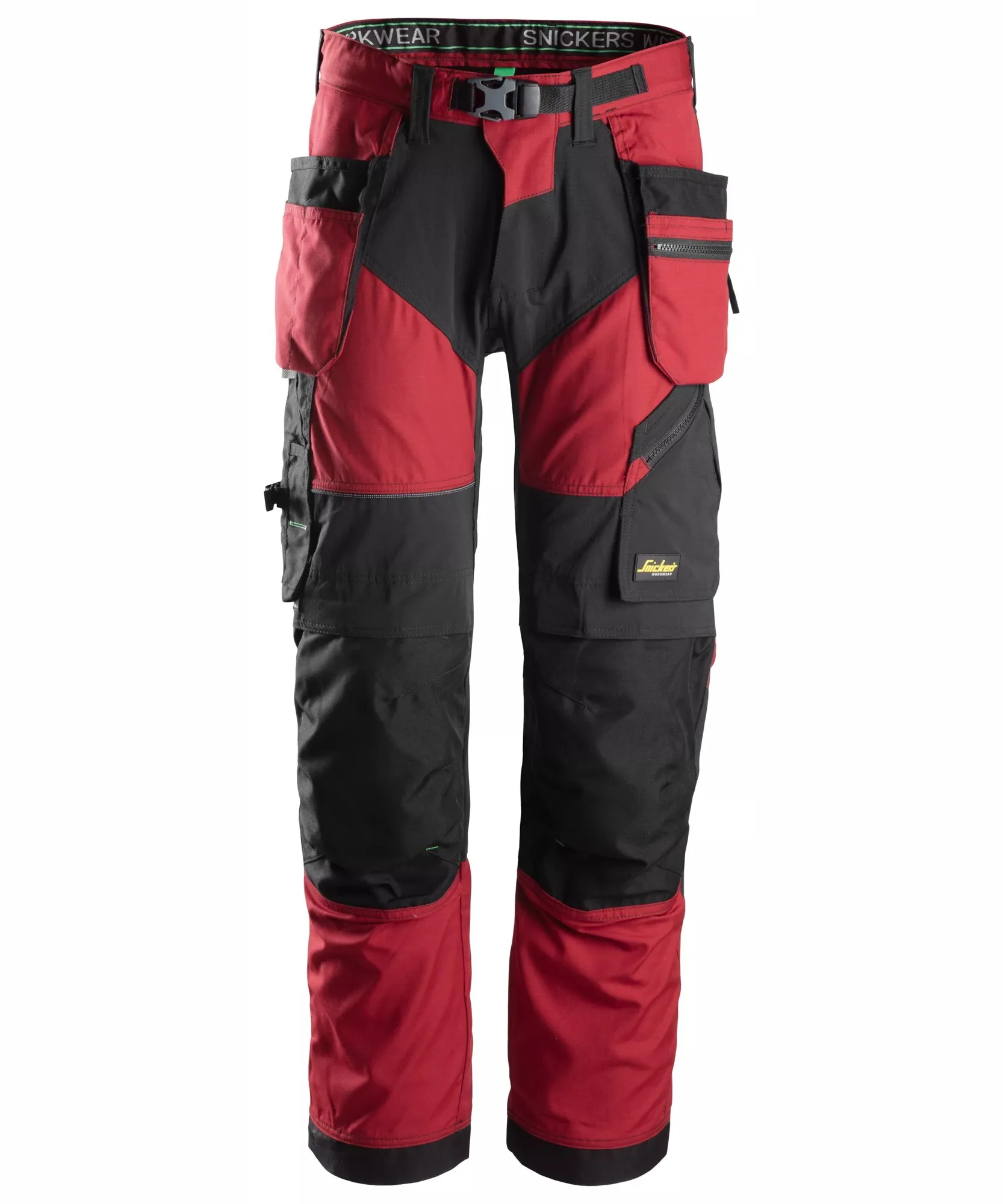 Snickers 6902 FlexiWork Work Trousers+ Holster Pockets in Chili Red/Black