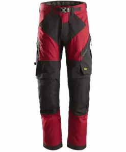 Snickers 6903 FlexiWork Work Trousers+ in Chili Red/Black