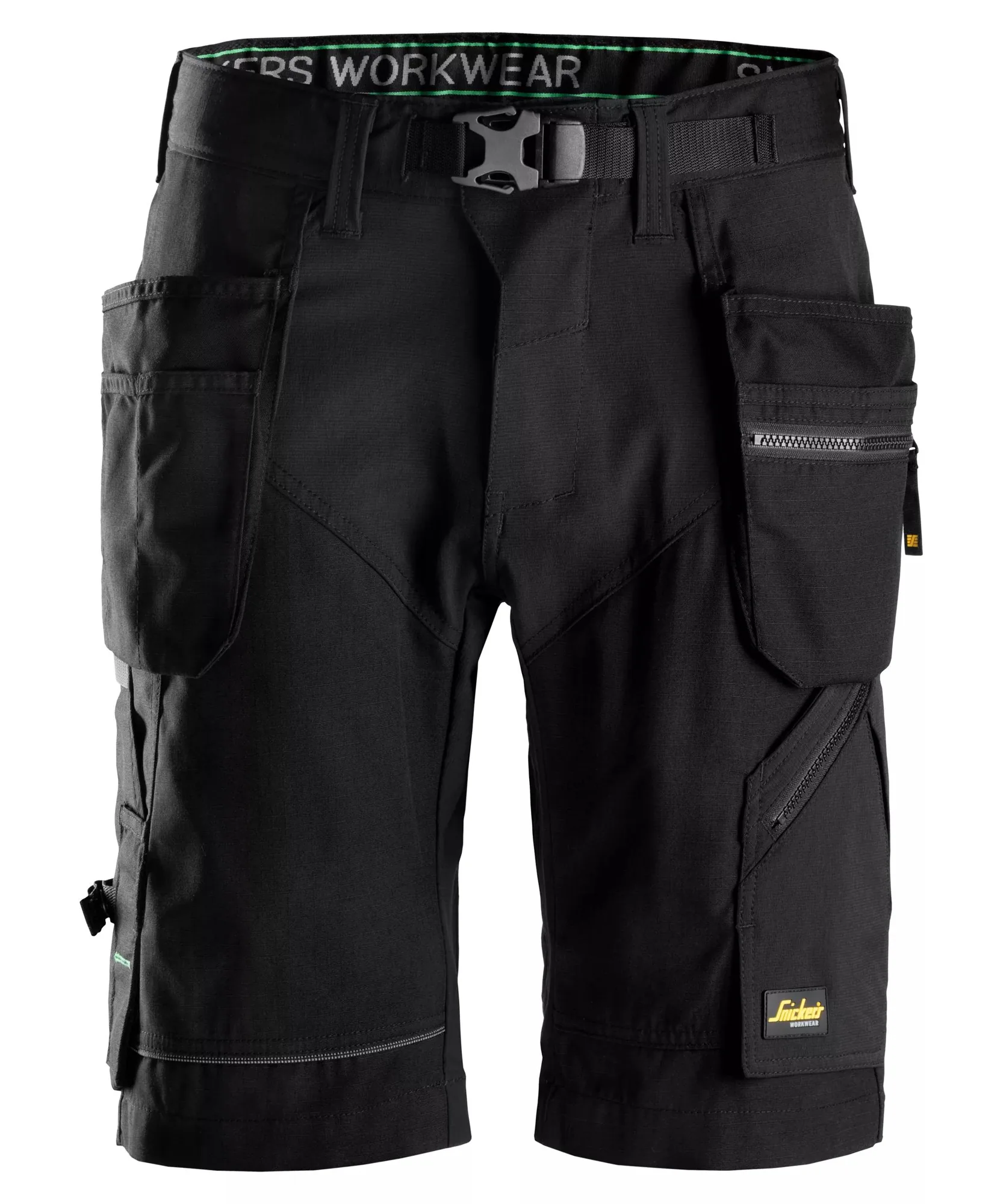Snickers 6904 FlexiWork Work Shorts+ Holster Pockets in Black/Black