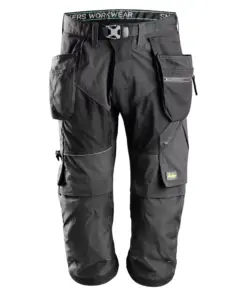 Snickers 6905 FlexiWork Work Pirate Trousers+ Holster Pockets in Black/Black