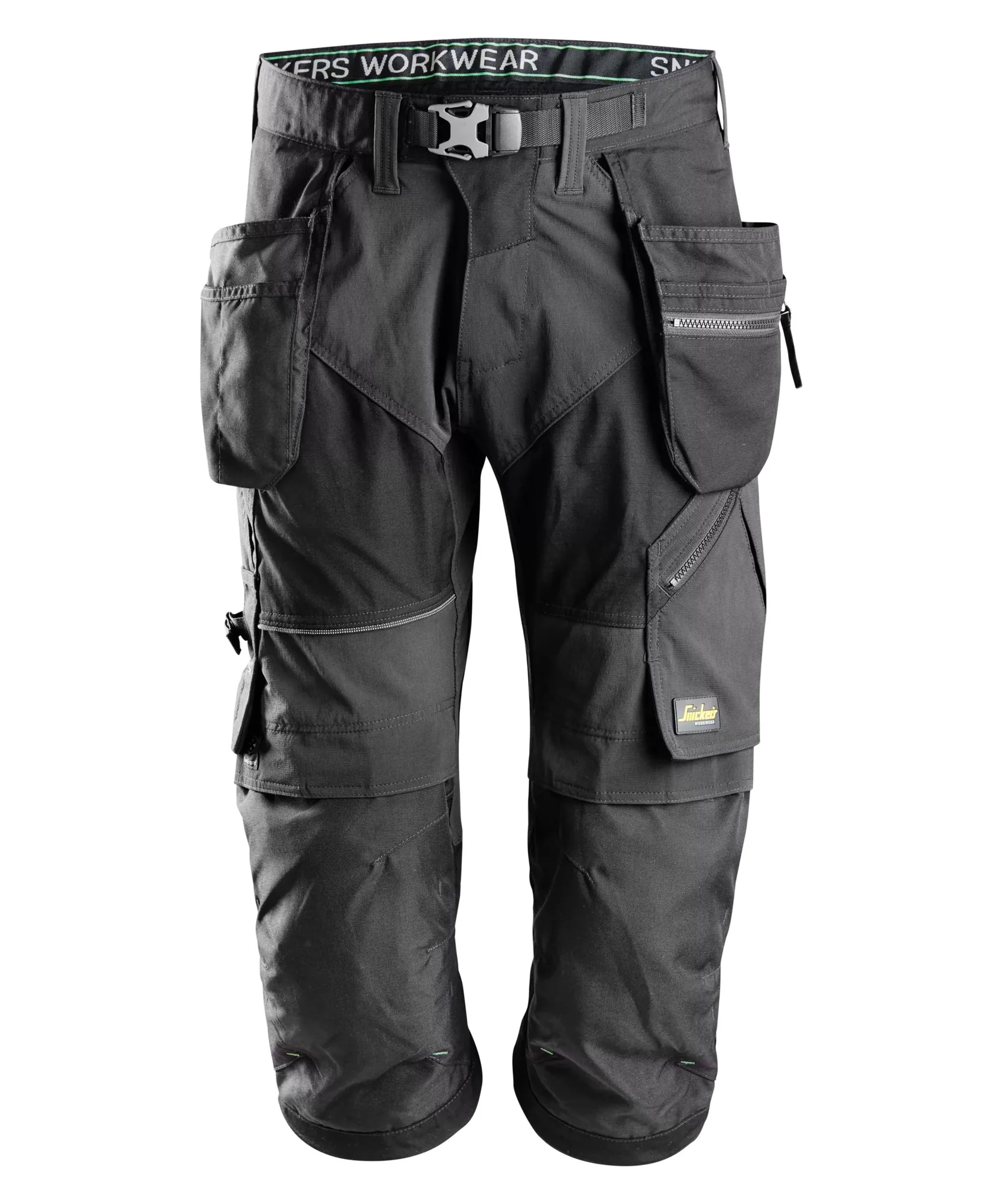 Snickers 6905 FlexiWork Work Pirate Trousers+ Holster Pockets in Black/Black
