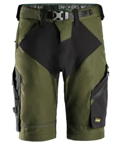 Snickers 6914 FlexiWork Work Shorts+ in Khaki Green/Black
