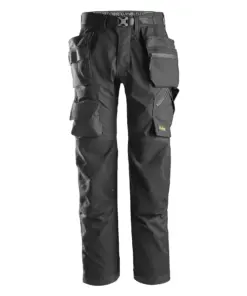 Snickers 6923 FlexiWork Floorlayer Trousers+ Holster Pockets in Black/Black