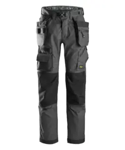 Snickers 6923 FlexiWork Floorlayer Trousers+ Holster Pockets in Steel Grey/Black