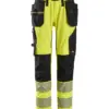 Snickers 6943 High-Vis Class 2 Stretch Work Trousers Holster Pockets in High Visibility Yellow/Black