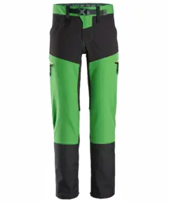 Snickers 6948 FlexiWork Softshell Stretch Trousers in Apple Green/Black
