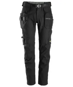 Snickers 6972 FlexiWork Work Trousers+ Detachable Holster Pockets in Black/Black