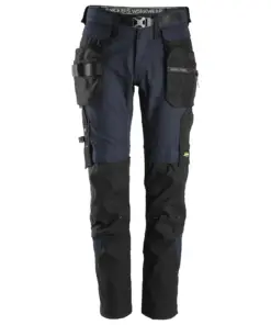Snickers 6972 FlexiWork Work Trousers+ Detachable Holster Pockets in Navy/Black
