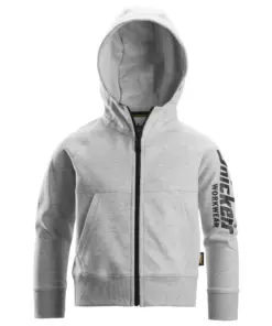 Snickers 7512 Junior Logo Full-Zip Hoodie in Grey Melange