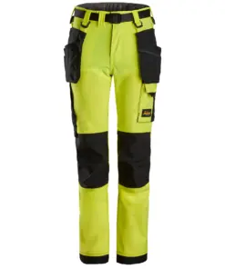 Snickers 7575 AllroundWork Junior 4-way Stretch Trousers in Neon Yellow/Black