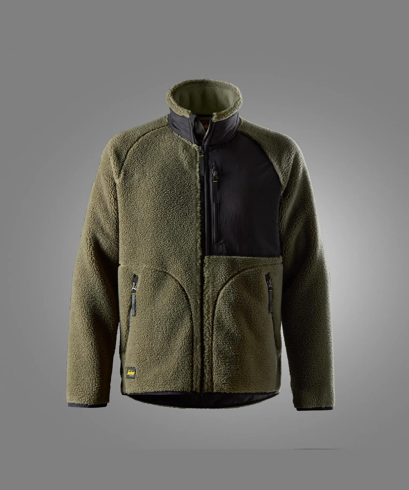 Snickers 8016 Pile Jacket in Khaki Green/Black