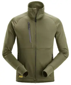 Snickers 8023 FlexiWork Plain Polartec® Powerstretch Full-Zip Jacket in Khaki Green