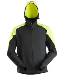 Snickers 8025 FlexiWork Neon Full Zip Hoodie in Black/Neon Yellow