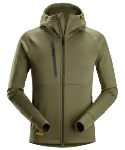 Snickers 8026 FlexiWork Polartec® Powerstretch Full-Zip Hoodie in Khaki Green