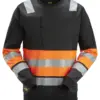 Snickers 8031 High-Vis Class 1 Sweatshirt in Black/High Visibility Orange