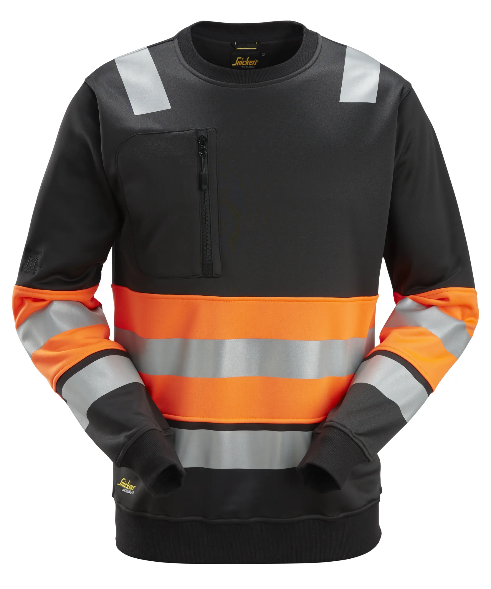 Snickers 8031 High-Vis Class 1 Sweatshirt in Black/High Visibility Orange