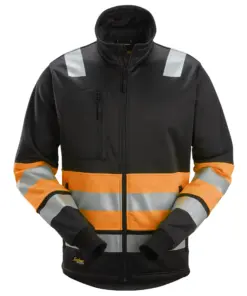 Snickers 8034 High-Vis Class 1 Full Zip Jacket in Black/High Visibility Orange