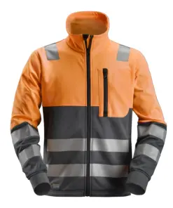 Snickers 8035 High-Vis Class 2 FZ Jacket in High Visibility Orange/Steel Grey
