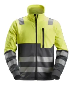 Snickers 8035 High-Vis Class 2 FZ Jacket in High Visibility Yellow/Steel Grey