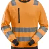 Snickers 8037 High-Vis Class 2/3 Sweatshirt in High Visibility Orange