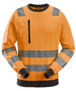 Snickers 8037 High-Vis Class 2/3 Sweatshirt in High Visibility Orange