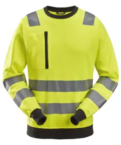 Snickers 8037 High-Vis Class 2/3 Sweatshirt in High Visibility Yellow