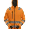 Snickers 8039 High-Vis Class 2/3 Full Zip Hoodie in High Visibility Orange