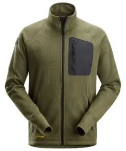 Snickers 8042 FlexiWork Fleece Jacket in Khaki Green/Black