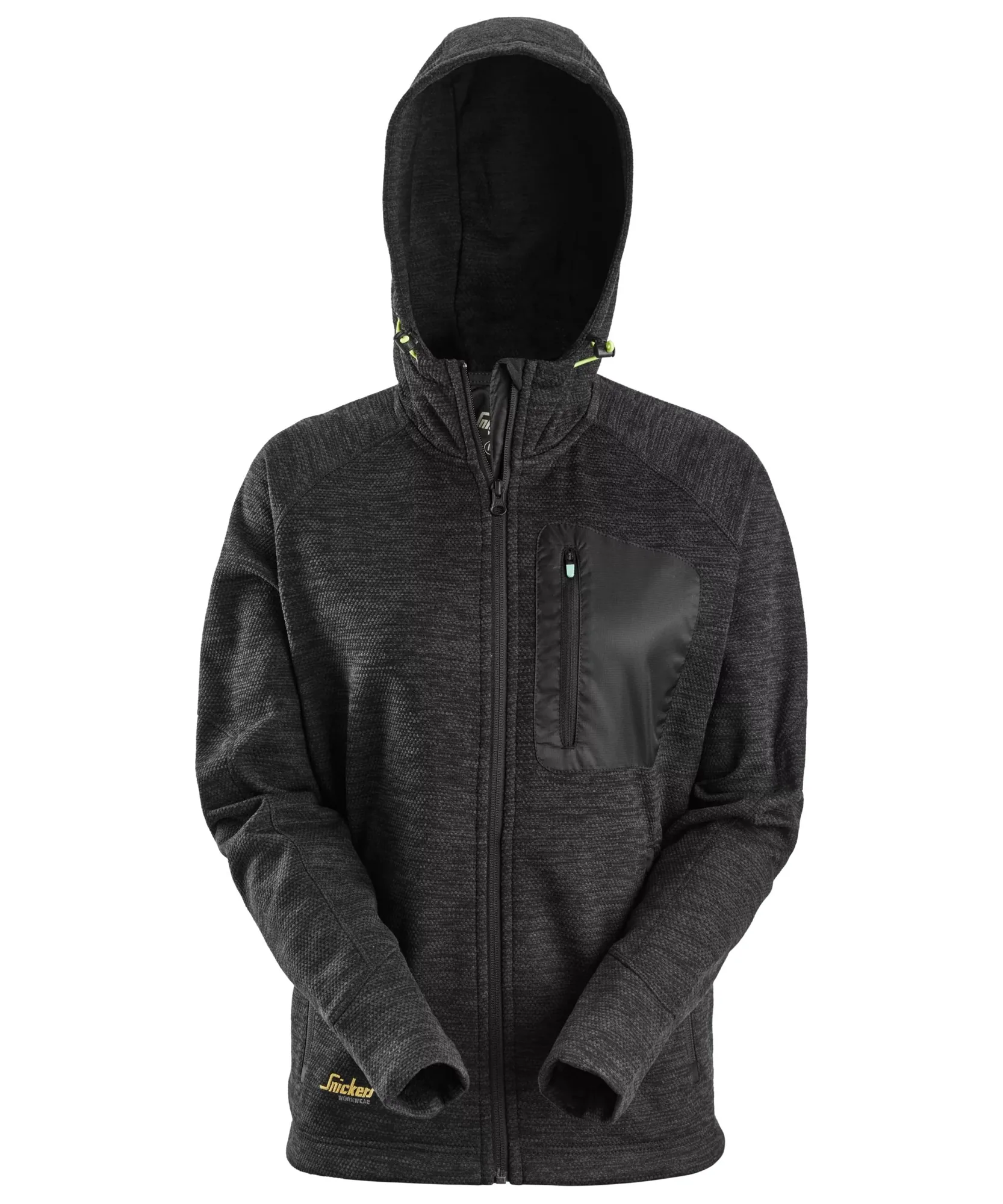 Snickers 8047 FlexiWork Women's Fleece Hoodie in Black/Black