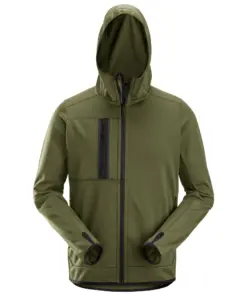Snickers 8058 AllroundWork Full Zip Fleece Hoodie in Khaki Green