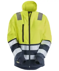 Snickers 8073 High-Vis Class 2 Women's Full Zip Jacket in High Visibility Yellow/Navy