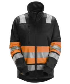 Snickers 8077 High-Vis Class 1 Women's Full Zip Jacket in High Visibility Orange/Black