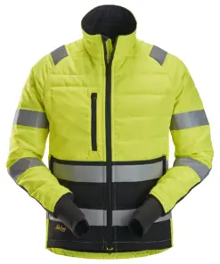 Snickers 8134 High-Vis Class 2 Light Padded Jacket in High Visibility Yellow/Black