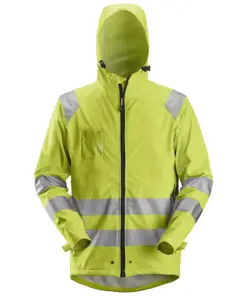 Snickers 8233 High-Vis Class 3 PU Rain Jacket in High Visibility Yellow