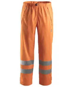 Snickers 8243 High-Vis Class 2 PU Rain Trousers in High Visibility Orange