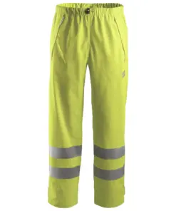 Snickers 8243 High-Vis Class 2 PU Rain Trousers in High Visibility Yellow