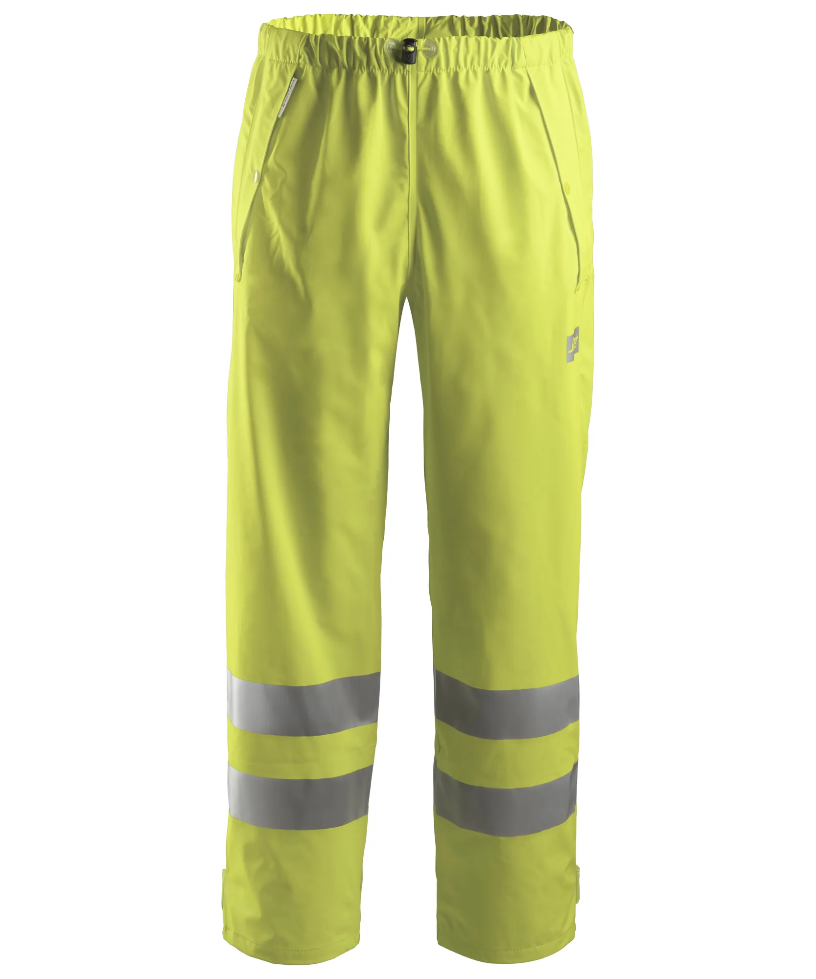 Snickers 8243 High-Vis Class 2 PU Rain Trousers in High Visibility Yellow