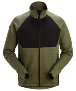 Snickers 8404 FlexiWork Midlayer Jacket in Khaki Green/Black