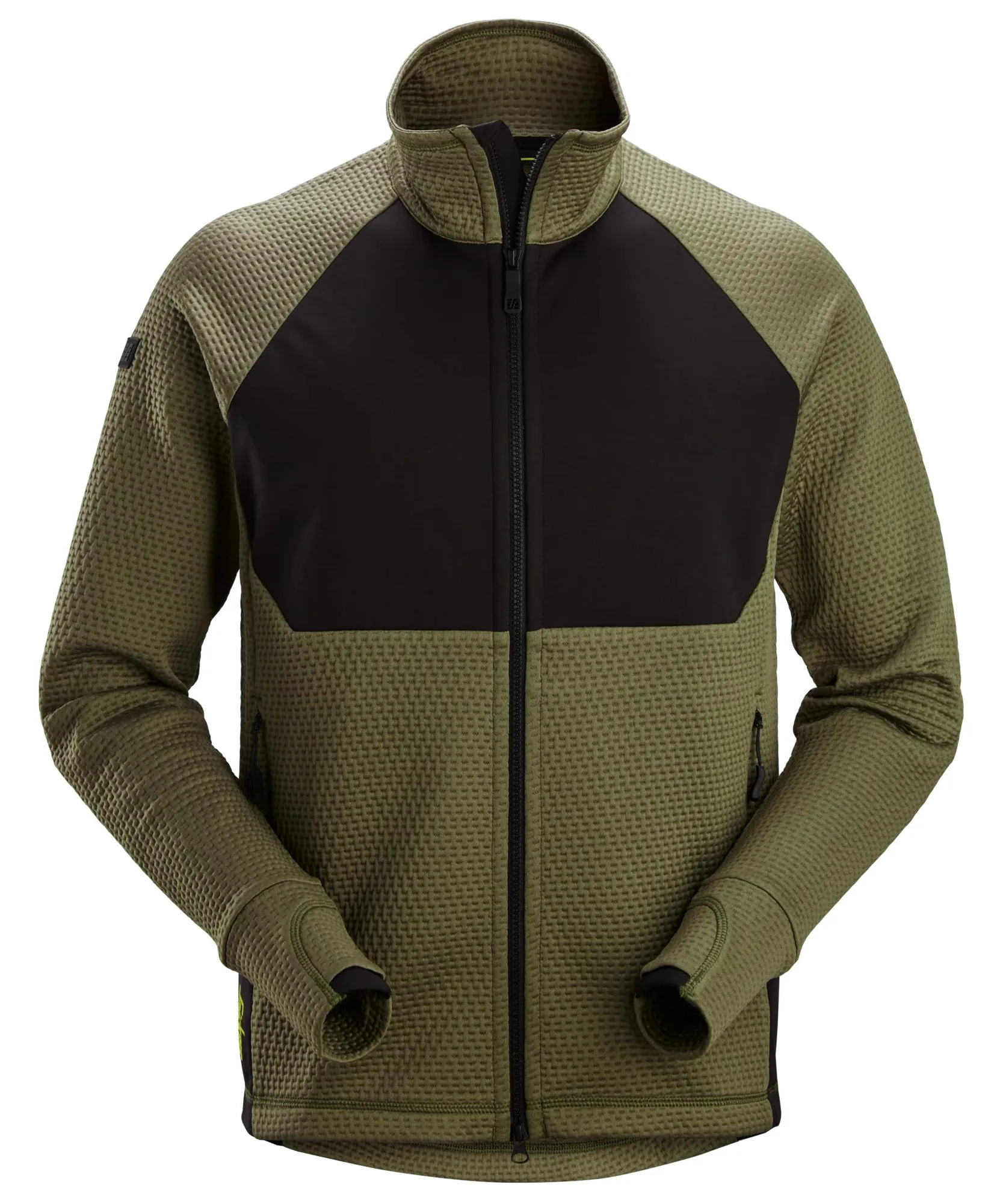 Snickers 8404 FlexiWork Midlayer Jacket in Khaki Green/Black