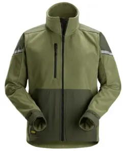 Snickers 8410 Windblocker Fleece Jacket in Khaki Green/Dark Khaki Green