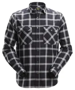 Snickers 8516 Flannel Checked Long Sleeve Shirt in Black/Grey
