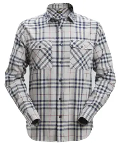Snickers 8516 Flannel Checked Long Sleeve Shirt in Ash Grey/Chili Red