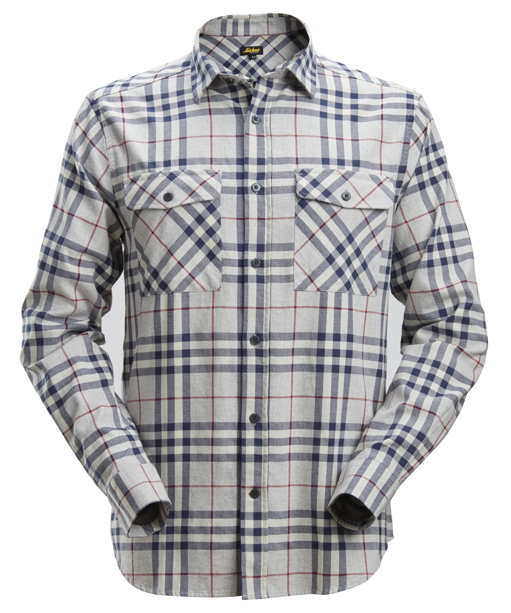 Snickers 8516 Flannel Checked Long Sleeve Shirt in Ash Grey/Chili Red