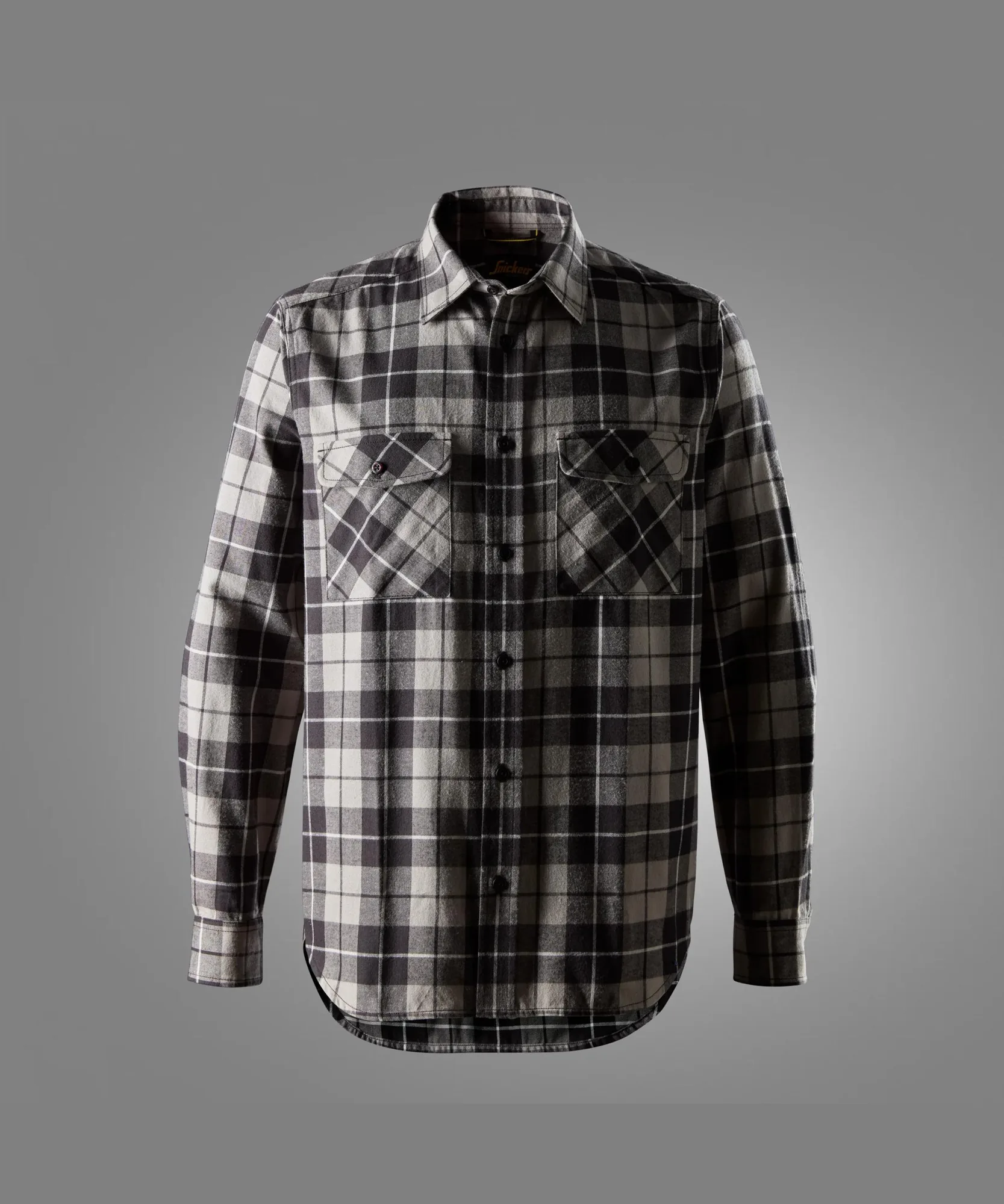Snickers 8516 Flannel Checked Long Sleeve Shirt in Grey/Black